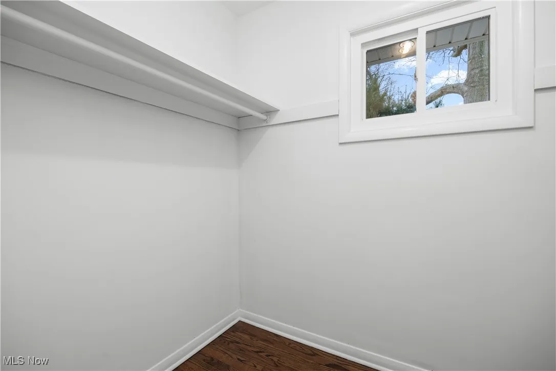 Spacious closet with dark wood finished floors