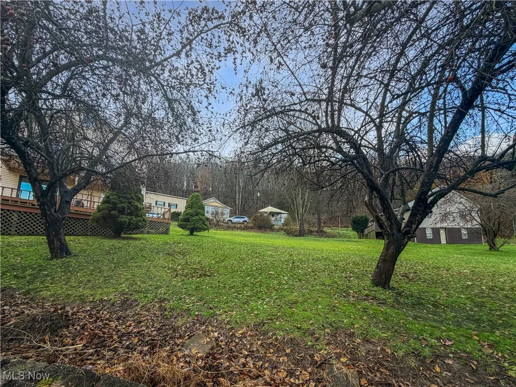 View of green lawn with a deck