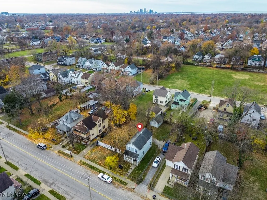 Aerial perspective of suburban area