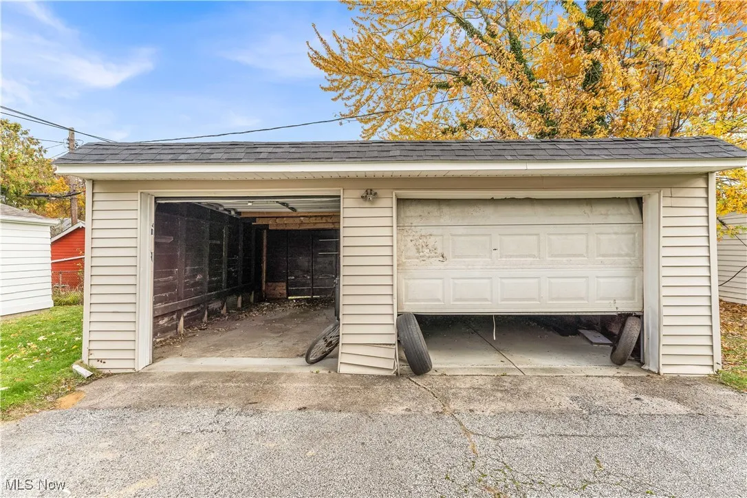 View of detached garage