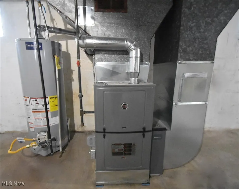 Utilities featuring water heater and heating unit