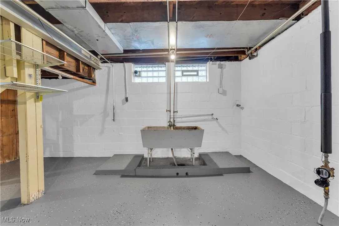 Basement with a sink