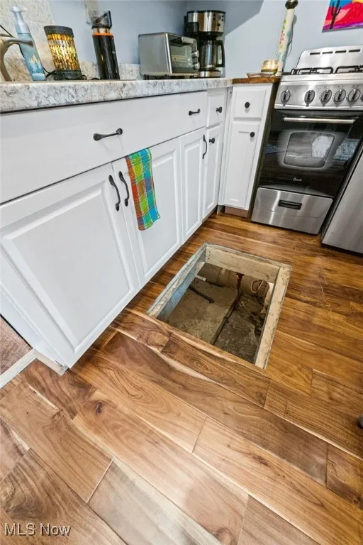 Crawl space access hatch via kitchen