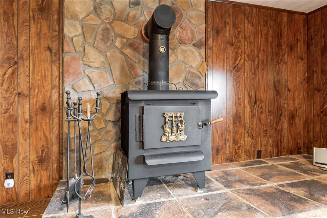 Detailed view of a wood stove