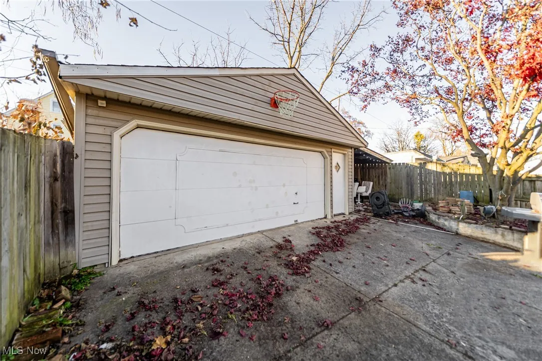 View of detached garage