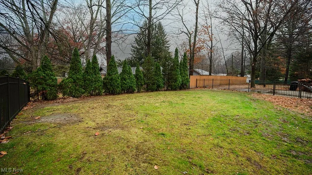 View of fenced backyard