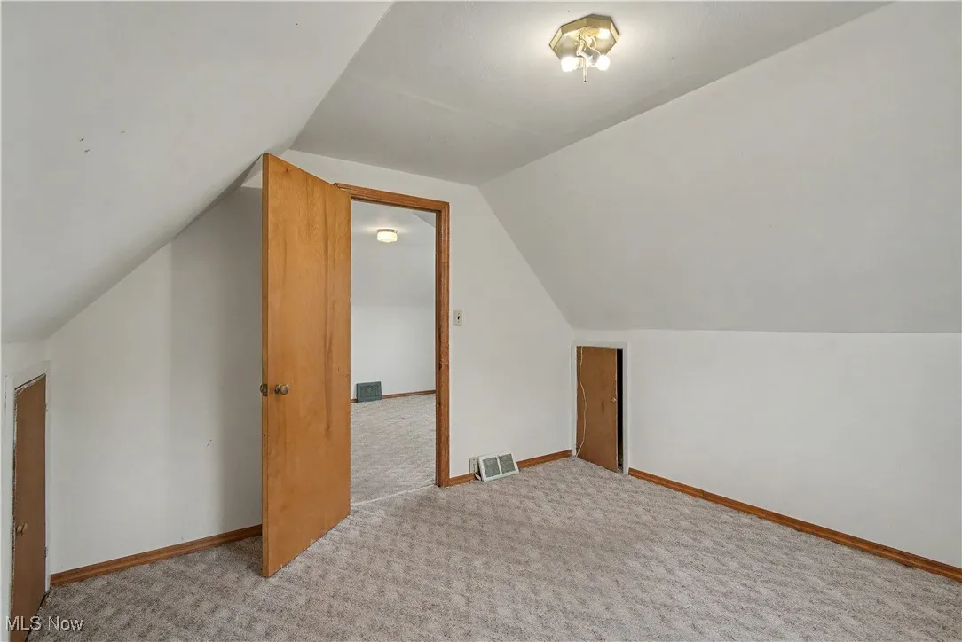 Bonus room featuring lofted ceiling and carpet floors