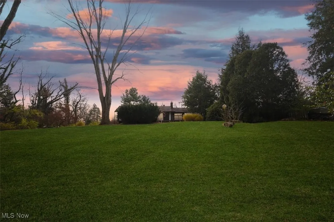 Yard at dusk featuring a yard