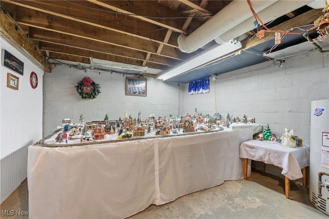 Unfinished basement with water heater