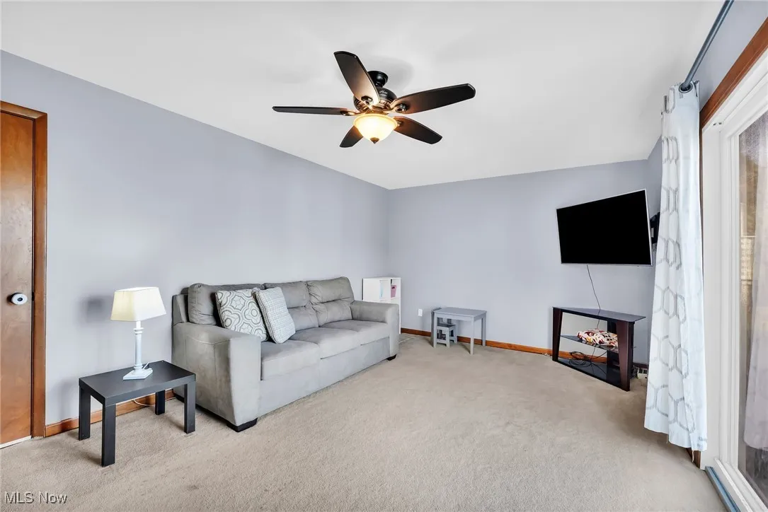 Family room with nearby half bath for convenience