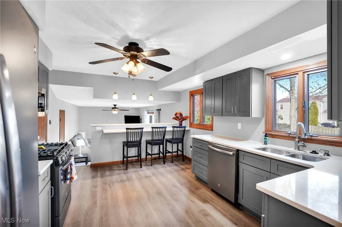 New, completely remodeled kitchen with quartz countertops and LVP flooring