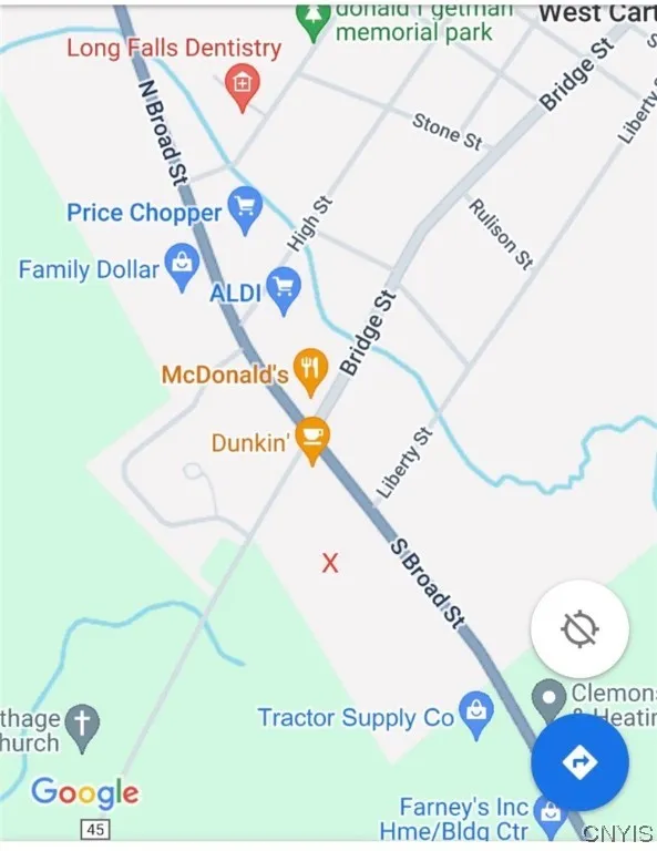 Red "X" is approximate location of property