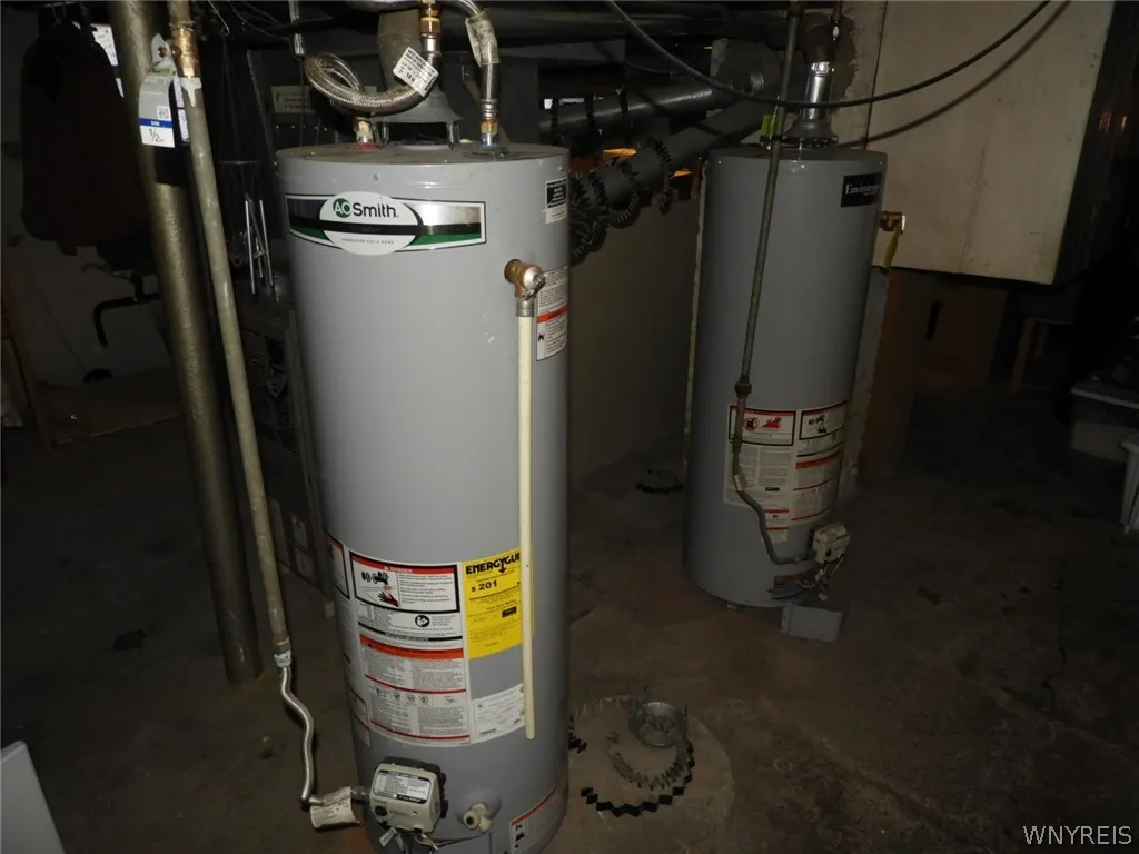 Basement: Hot water tanks.