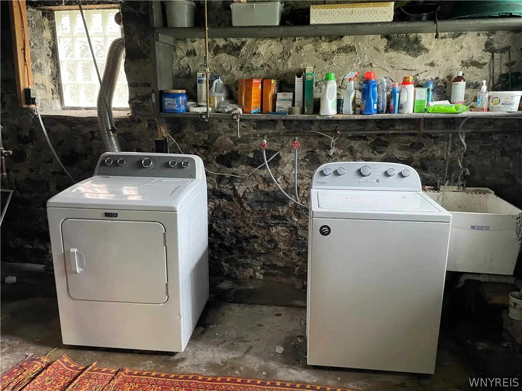 Space for washer and dryer hookups in basement