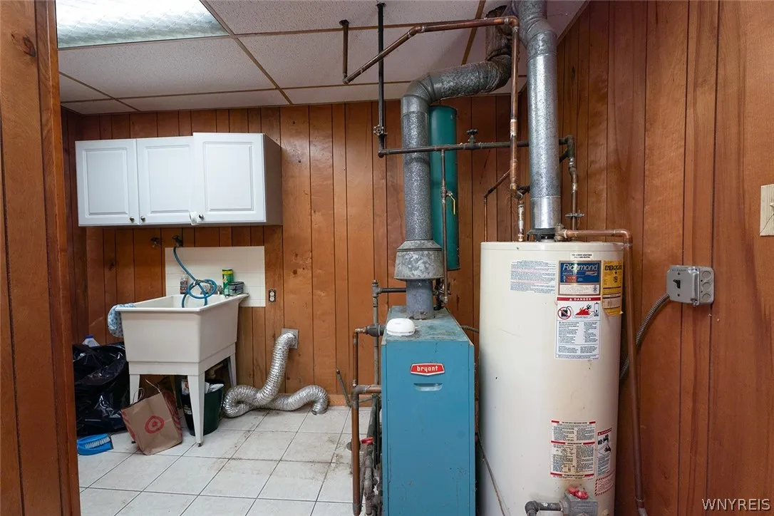 Laundry room furnace and HW tank