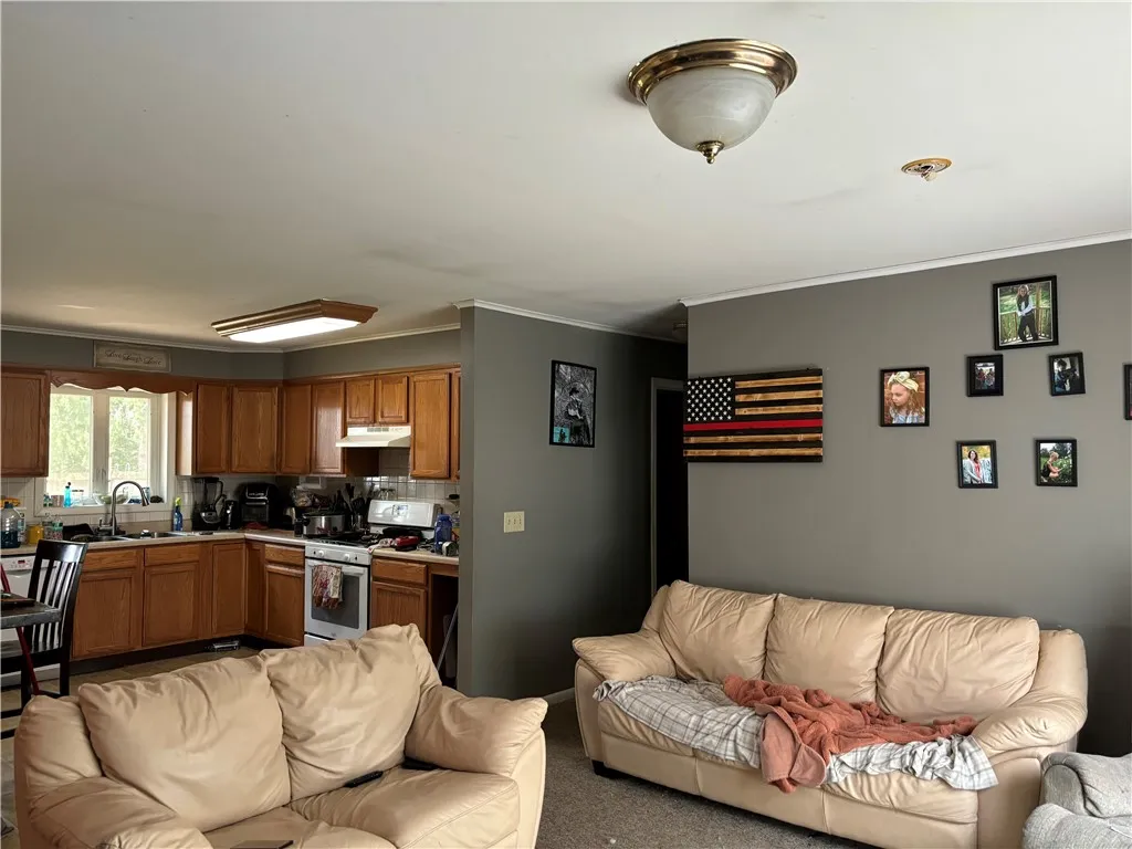 Open concept from living room to kitchen