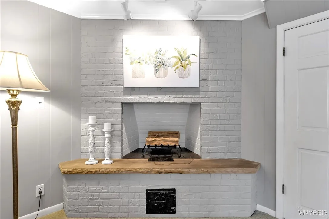 Close up of fireplace (NWTC) with raised hearth