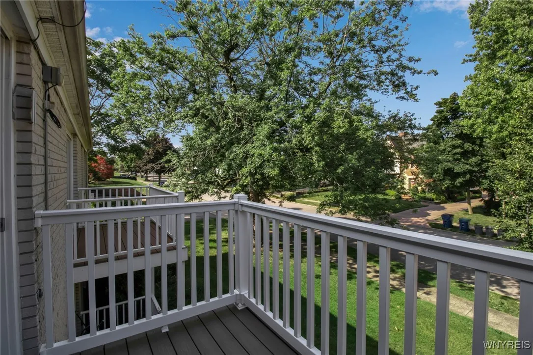 Balcony overlooks the quiet side of the building on Mount Vernon Road...