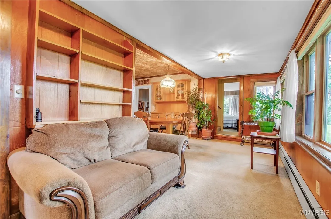Morning room with built in shelving