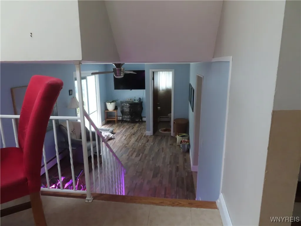 view from kitchen looking into family room