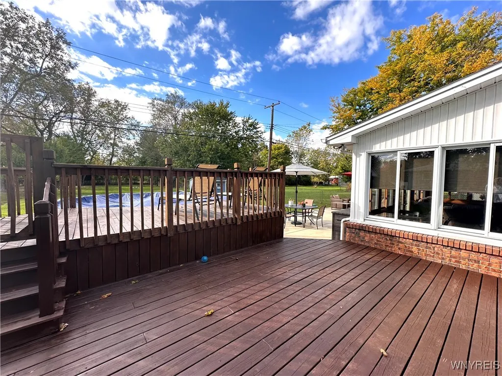 Deck with upper deck to above ground pool