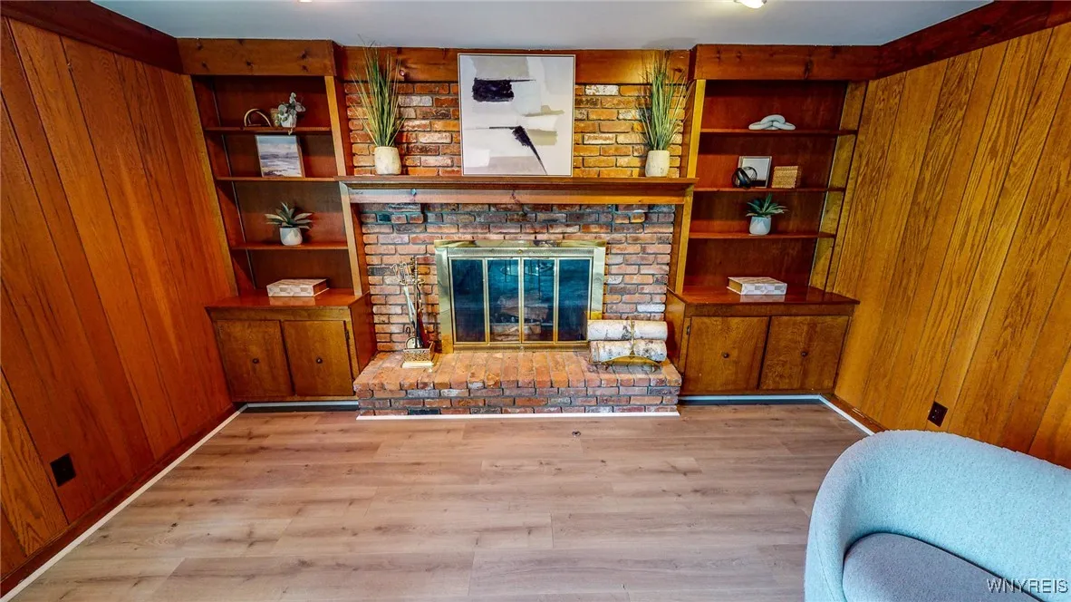 Fireplace in den