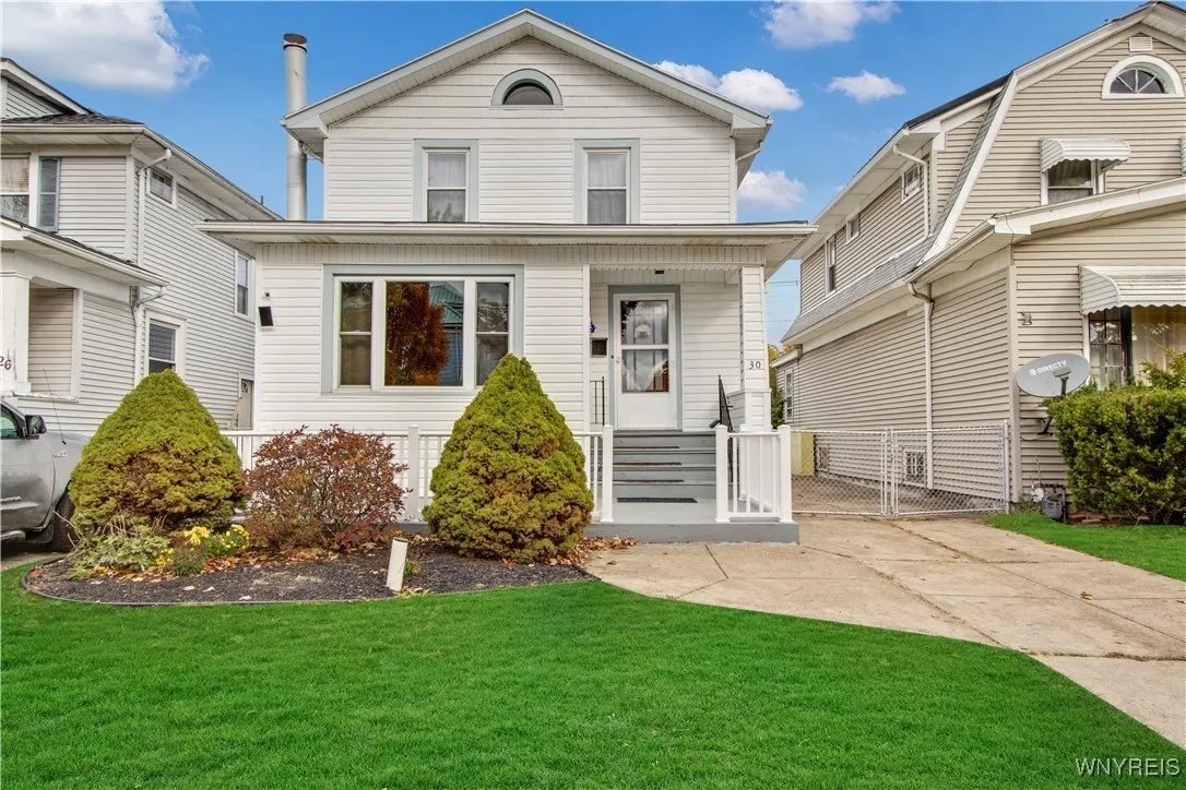 front porch with vinyl railings