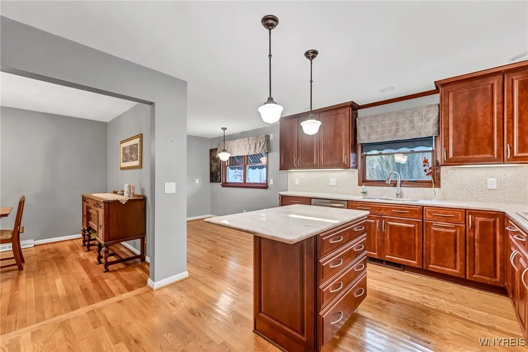 Granite counters with soft close cabinets.