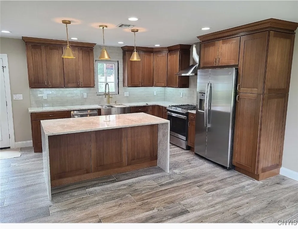 This would be the view of the sample kitchen from the living room.