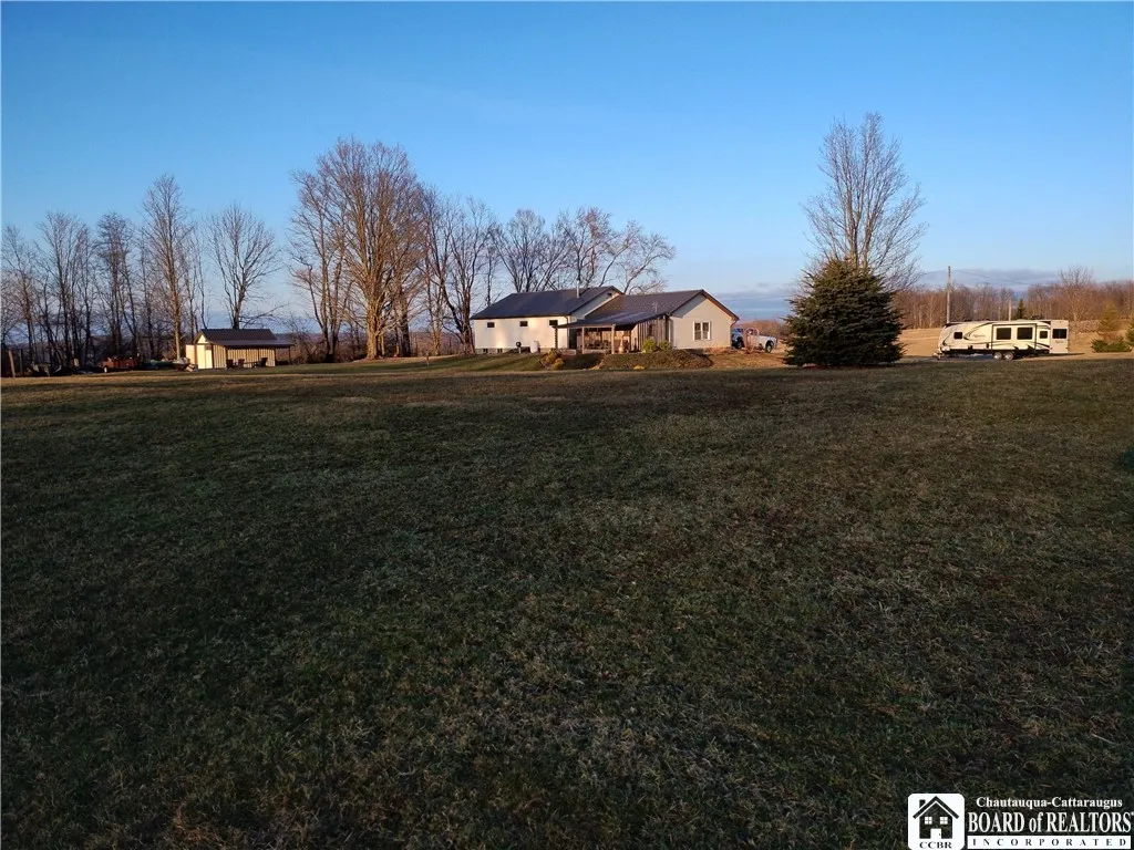 View to house and shed from back yard