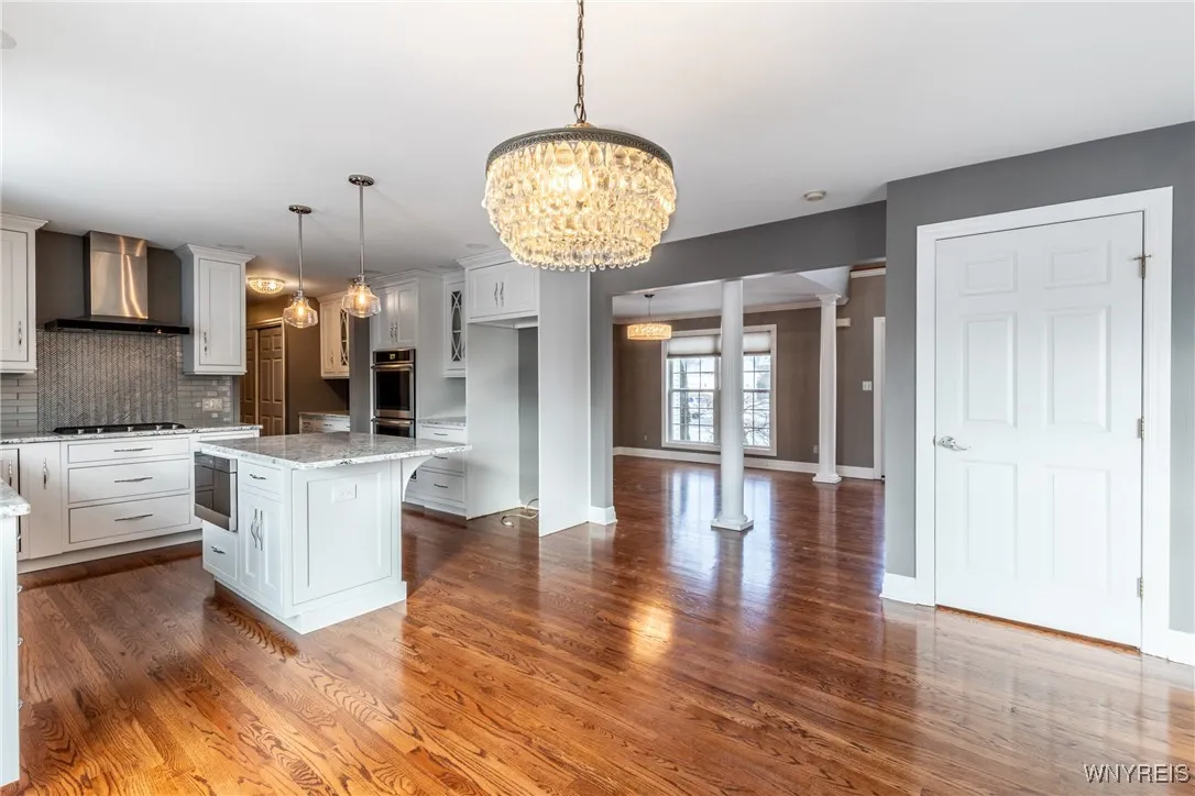 Open concept kitchen and dining room.