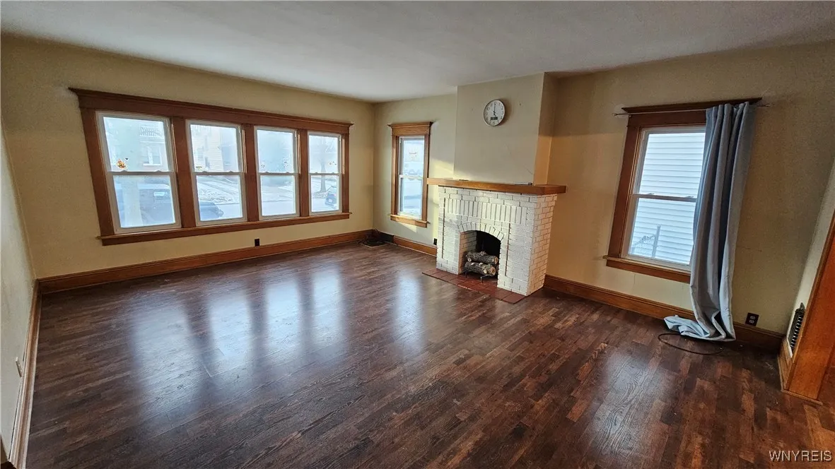 Living room with faux fireplace