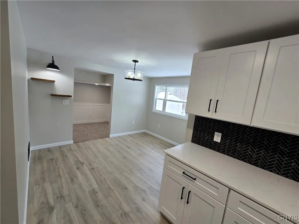 Kitchen view into dining room