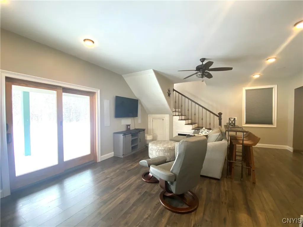 beautiful view of the back yard and woods