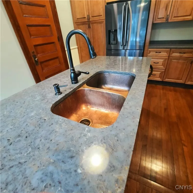 Main House Kitchen Hard counter top and Cooper Sink