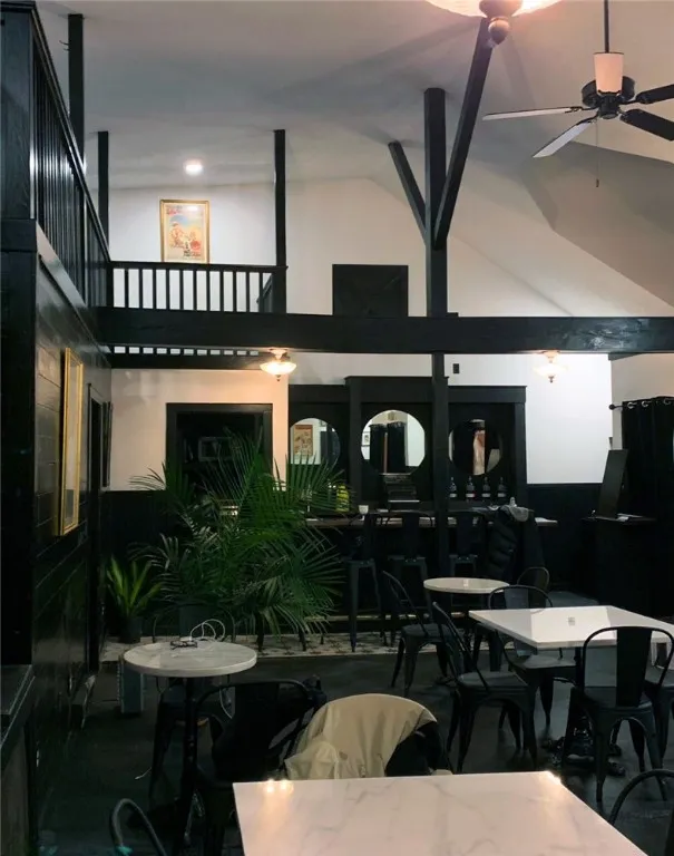 Looking towards bar with balcony/lounge above