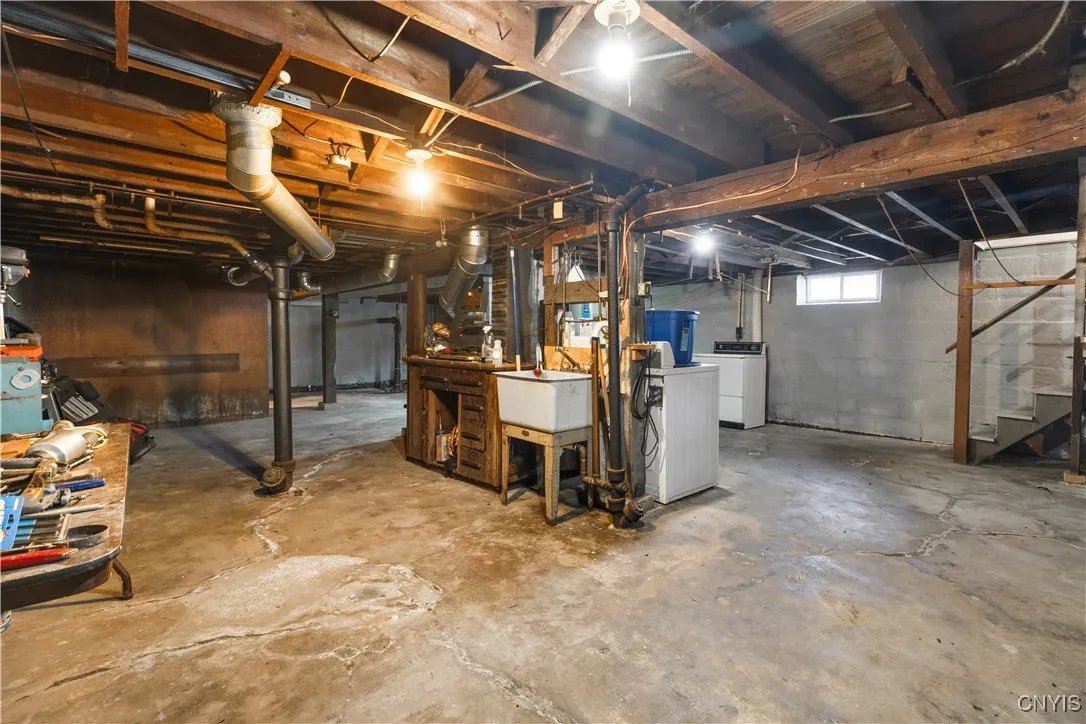 Basement with laundry area