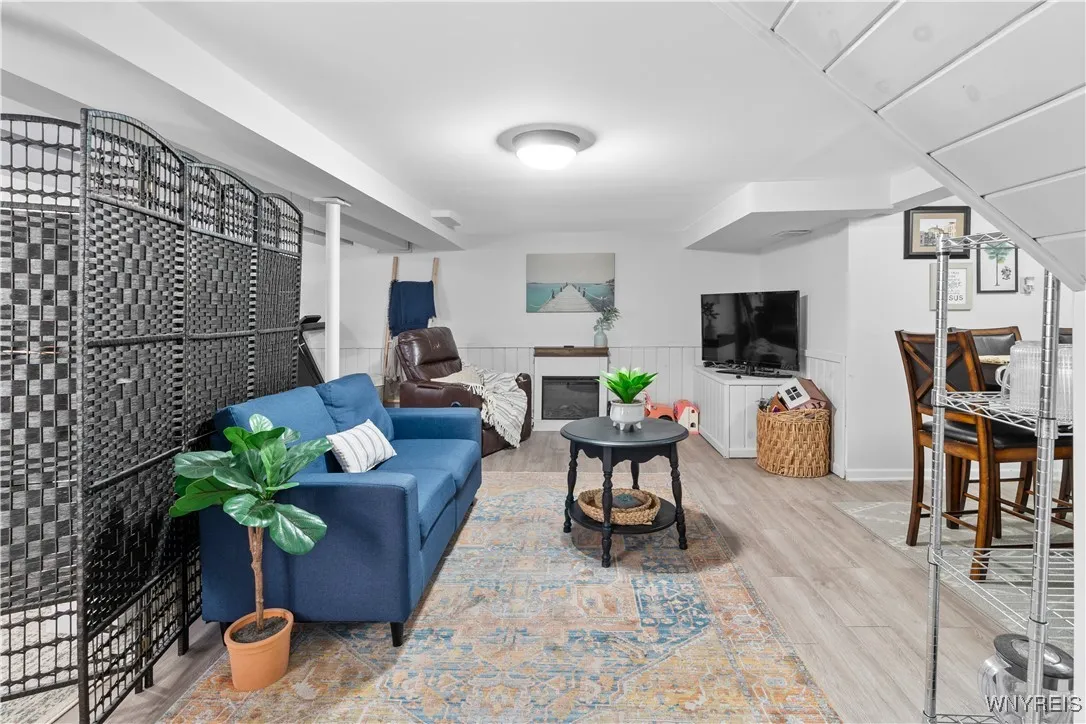 Partially finished basement view 1