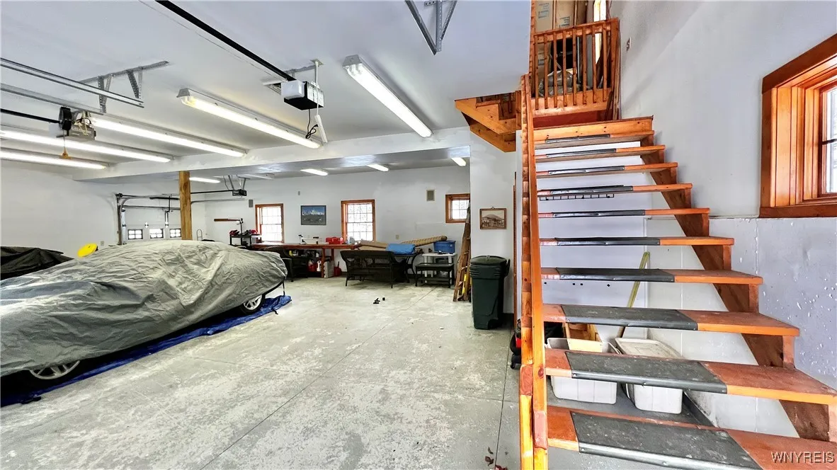 stairs to upper garage area