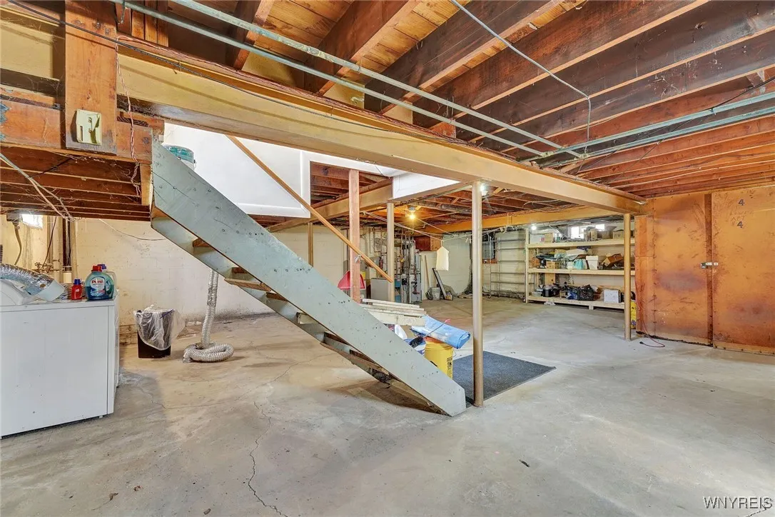 separate basements with storage units for each side & laundry hook ups