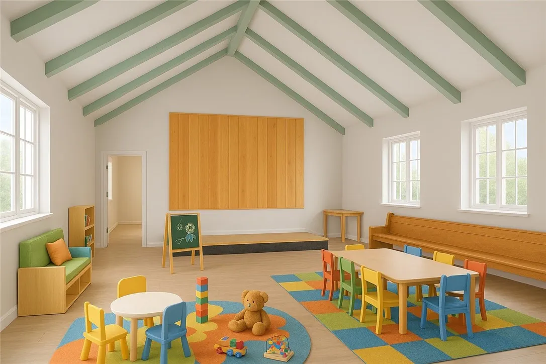 This is what a daycare center could look like in this space.