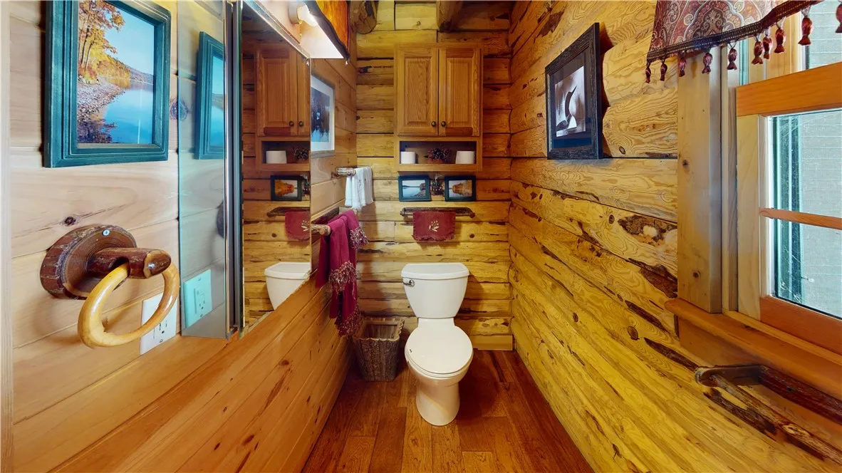 Full bath with shower.  Vanity needs to be re-installed, and is on premises.