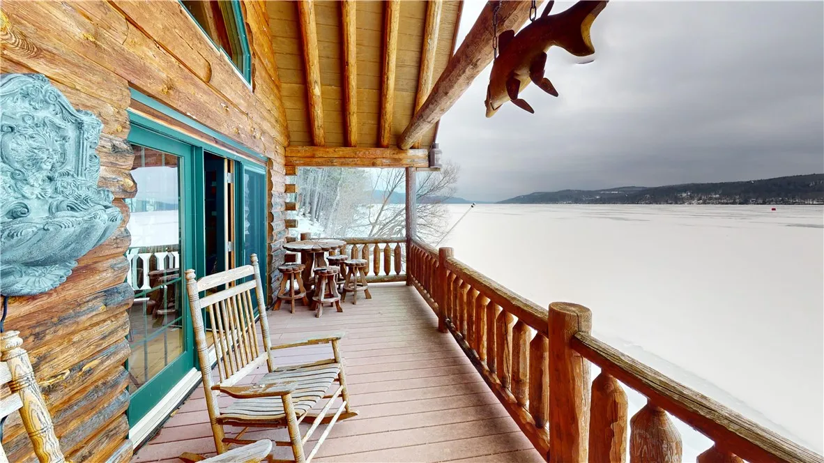 Grand deck off the front of the boathouse.  Spectacular views and even better sunsets!