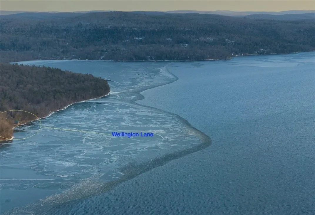 Closer view of the exact location of the boathouse.  Views all the way down the lake. 
