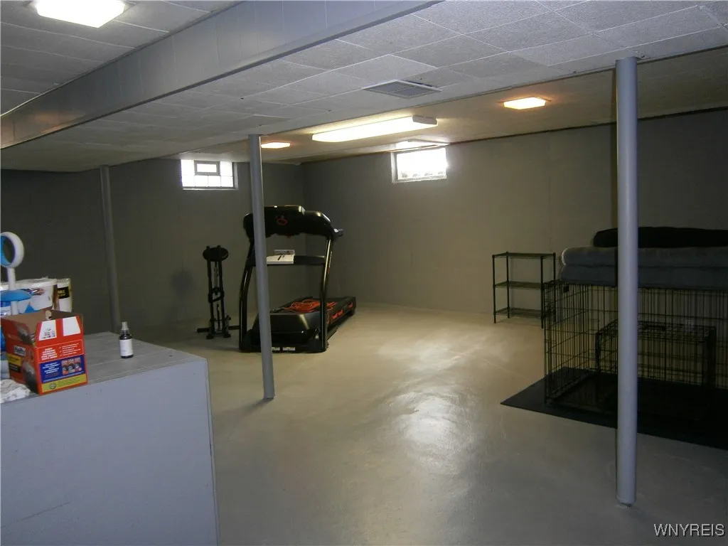 Roomy basement with glass block windows