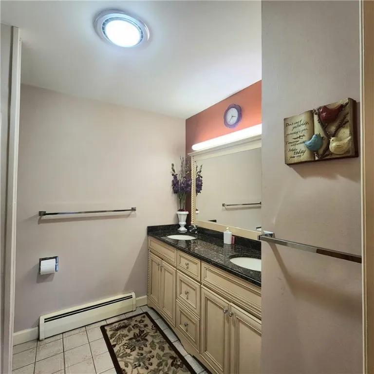 Hall bathroom with custom vanity