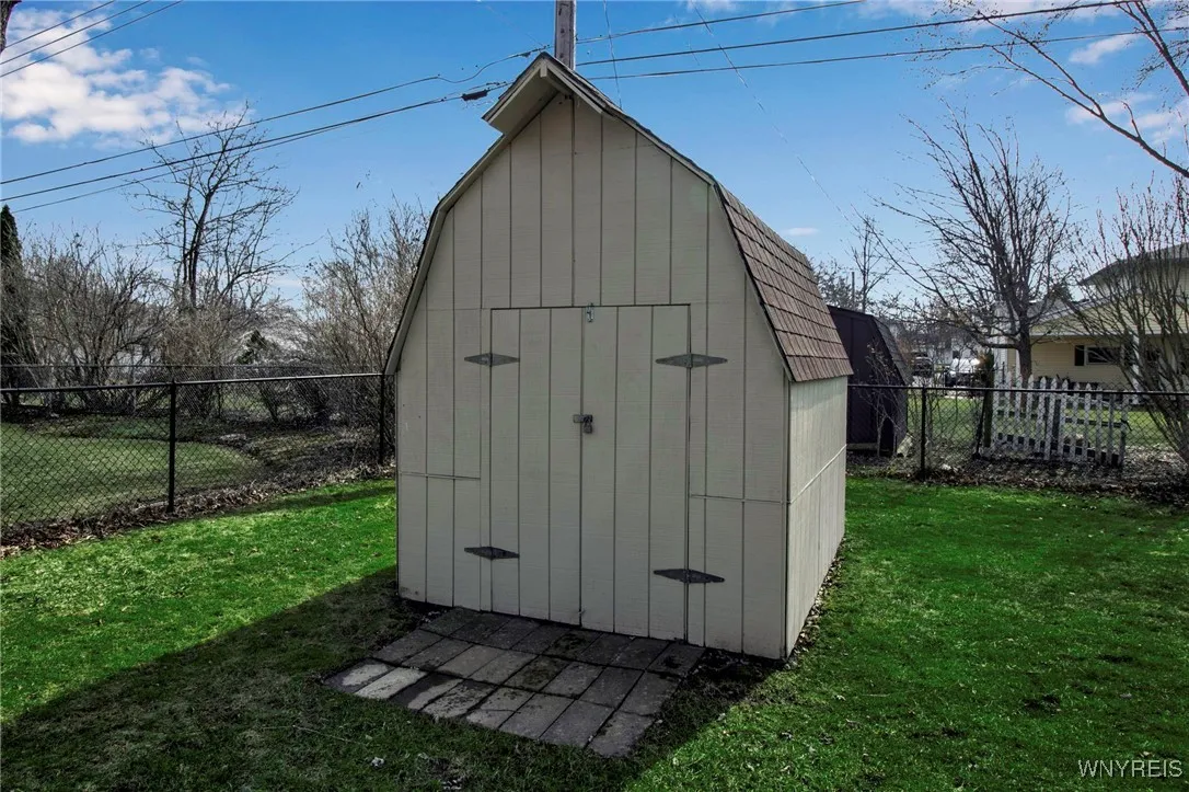 Close up of backyard shed