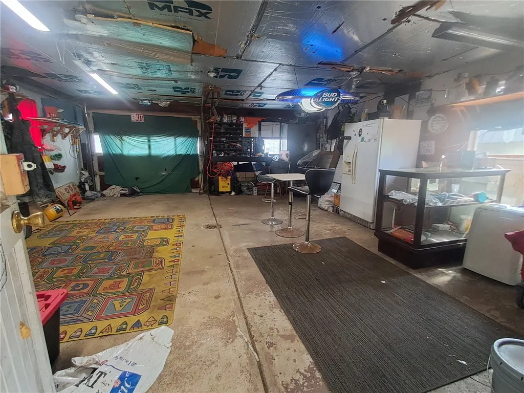 Garage is open and large