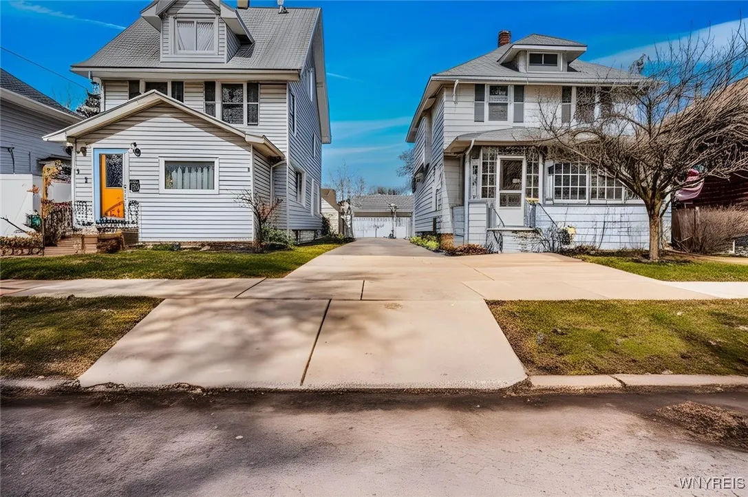 Long poured concrete driveway