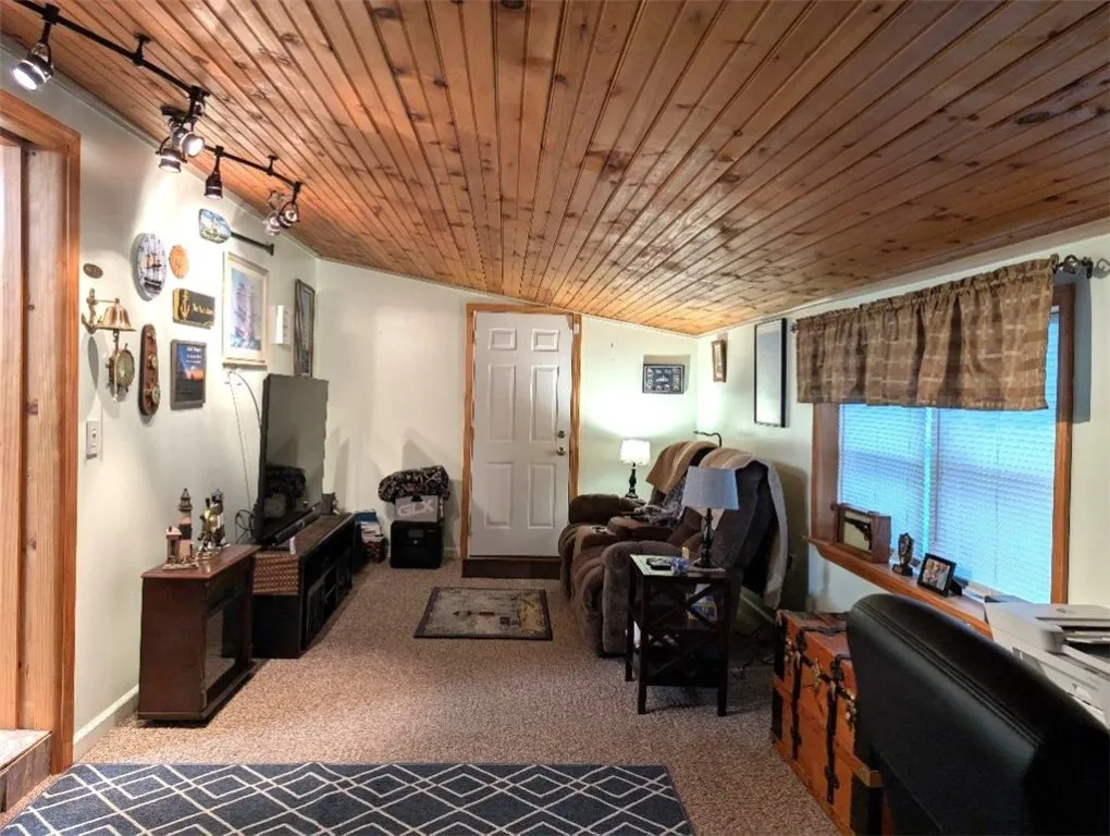 Beautiful wood ceilings in family rm.